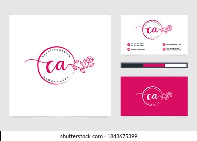 Initial CA Feminine logo collections and business card template Premium Vector
