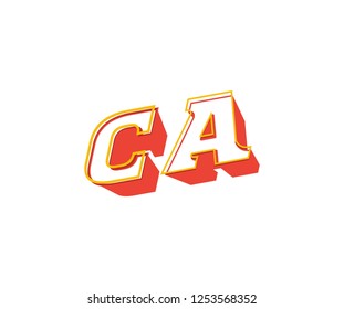 Initial CA Letter Creative 3D Style Logotype