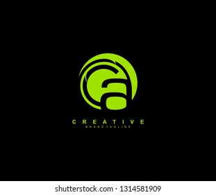 Initial CA Letter Isolated Abstract Green Rounded Element Logo 