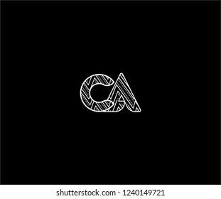 initial CA letter linked zig zag dots pattern modern monogram logo