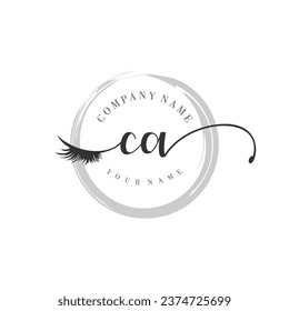 Initial CA monogram eye and eyelash handwriting