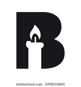 Initial candle Logo combine with letter B vector template