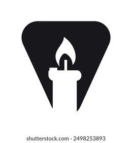 Initial candle Logo combine with letter V vector template