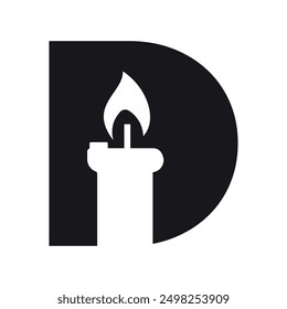 Initial candle Logo combine with letter D vector template