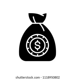Initial capital black icon concept. Initial capital flat  vector symbol, sign, illustration.