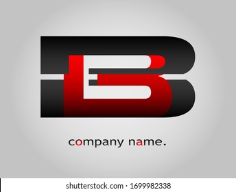 Letra mayúscula inicial tipo de fuente B. Logotipo de empresa moderno. Diseño gráfico negro y rojo futurista. Icono de logotipo profesional elegante con plantilla degradada. Letra doble combinada. Vector EPS10