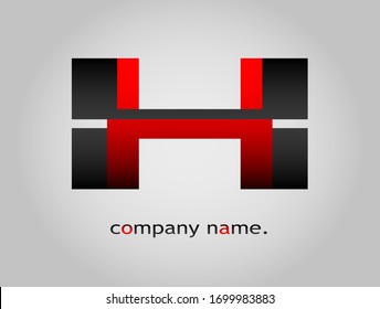 Initial Capital Letter H Font Type. Modern Company Logotype. Futuristic Dark Black and Red Graphic Design. Stylish Business Logo Icon with Gradient Template. Combined double letter. Vector EPS10
