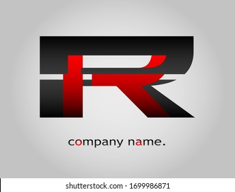Initial Capital Letter R Font Type. Modern Company Logotype. Futuristic Dark Black and Red Graphic Design. Stylish Business Logo Icon with Gradient Template. Combined double letter. Vector EPS10