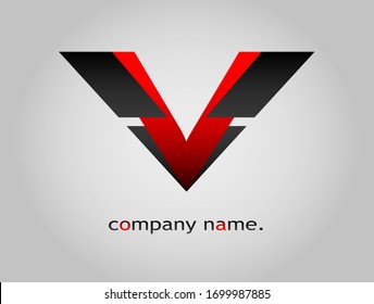 Letra mayúscula inicial tipo fuente V. Logotipo de empresa moderno. Diseño gráfico negro y rojo futurista. Icono de logotipo profesional elegante con plantilla degradada. Letra doble combinada. Vector EPS10