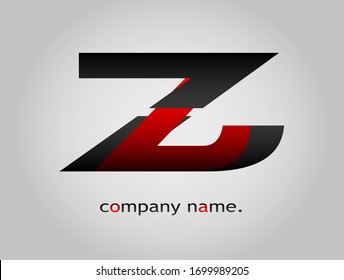 Initial Capital Letter Z Font Type. Modern Company Logotype. Futuristic Dark Black and Red Graphic Design. Stylish Business Logo Icon with Gradient Template. Combined double letter. Vector EPS10