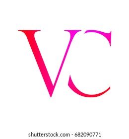 The initial capital V, and combined with the letter C, the combination of red and pink on the white background