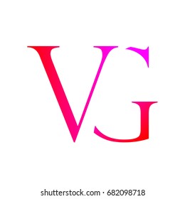 The initial capital V, and combined with the letter G, the combination of red and pink on the white background