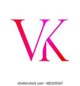 The initial capital V, and combined with the letter K, the combination of red and pink on the white background