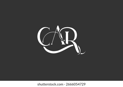 Diseño inicial del logotipo de la letra CAR. Diseño elegante del logotipo del monograma con los Elementos decorativos y la tipografía