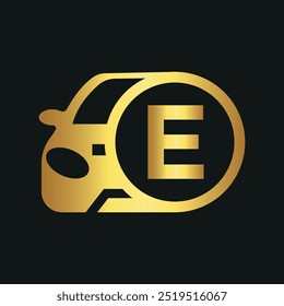 Initial Car Logo combine with letter E vector template