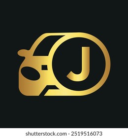 Initial Car Logo combine with letter J vector template