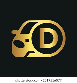 Logotipo inicial del coche combinado con la letra D Plantilla de Vector