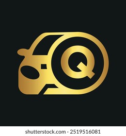 Initial Car Logo kombinieren mit Buchstabe Q Vektor Vorlage