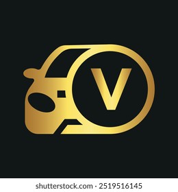
Logotipo inicial do carro combinar com modelo de vetor da letra V
