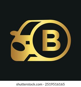 
Logotipo inicial del coche combinado con la letra B Plantilla de Vector