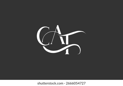 Initial CAT letter logo design. Elegant Monogram Logo Design with Decorative Elements and Typography