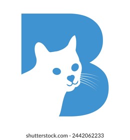 Initial cat Logo combine with letter B vector template