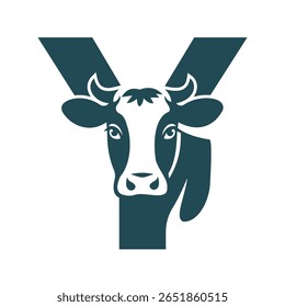 Logotipo Caw inicial combinado com modelo de vetor Y letra