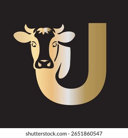 Logotipo Caw inicial combinado com modelo de vetor letra U