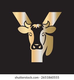 Logotipo Caw inicial combinado com modelo de vetor Y letra