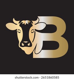 Logotipo Caw inicial combinado com modelo de vetor letra B
