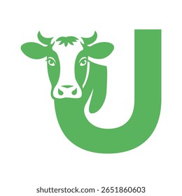 Logotipo Caw inicial combinado com modelo de vetor letra U