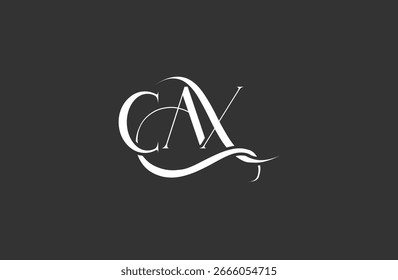 Diseño inicial del logotipo de la letra CAX. Diseño elegante del logotipo del monograma con los Elementos decorativos y la tipografía