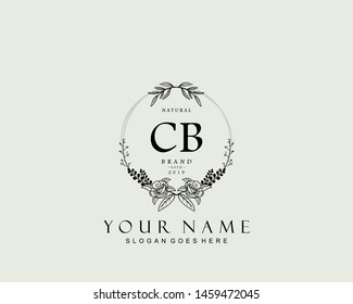 Initial CB beauty monogram and elegant logo design, handwriting logo of initial signature, wedding, fashion, floral and botanical with creative template.