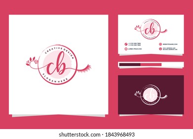 Erstmalige CB-Feminine-Logo-Kollektionen und Visitenkartenvorlage Premium Vektor
