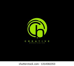 Initial CB Letter Isolated Abstract Green Rounded Element Logo 