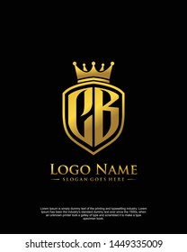 initial CB letter with shield style logo template vector