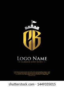 initial CB letter with shield style logo template vector