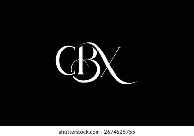 Diseño inicial del logotipo de la letra CBX. Diseño elegante del logotipo del monograma con los Elementos decorativos y la tipografía
