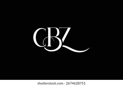 Diseño inicial del logotipo de la letra CBZ. Diseño elegante del logotipo del monograma con los Elementos decorativos y la tipografía