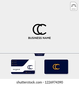 initial CC creative logo template and business card include. vector illustration and logo inspiration