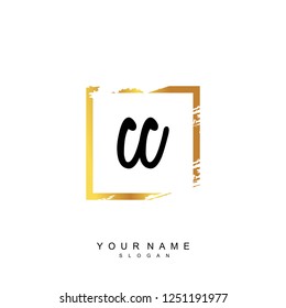 Initial CC handwriting logo vector