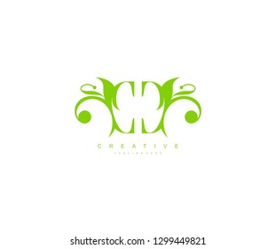 Initial CC Letter Abstract Green Leaf Monogram Stylish Logo Design