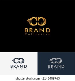 Initial CC letter luxury beauty flourishes ornament golden monogram logo