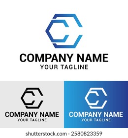 Initial CC letter Polygon Shaped Logo Design Template