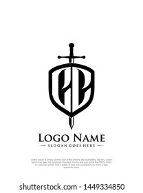 initial CC letter with shield style logo template vector