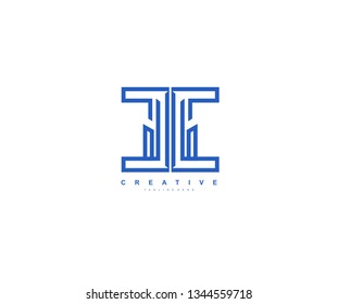 Initial CC Letter Style Modern Creative Bold Linear Blue Color Logo