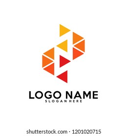 Initial CC logo vector template, C pixel, fast logo, triangle, S logo