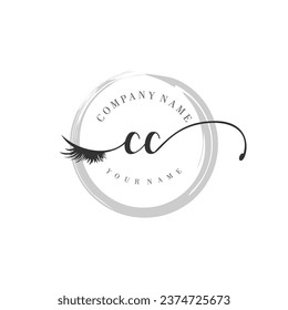 Initial CC monogram eye and eyelash handwriting