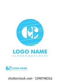 Initial CC negative space logo with circle template