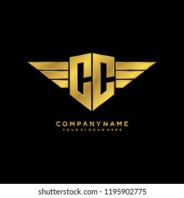 Initial CC Wing Logo Template Vector